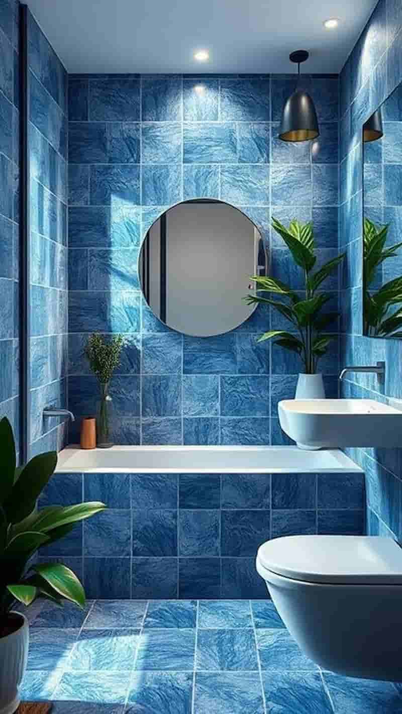 تصویر 4 از کاشی حمام آبی رنگ آفریننده فضایی آرام و متفاوت